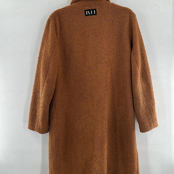 Anthropologie NVLT Long Flat Bouclé Teddy Overcoat Brown‎ Medium - Picture 5 of 7